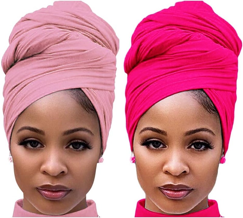 Harewom Head Wraps for Black Women Stretch Head Scarf Long African Hair Wraps Turban Headwraps Jersey Headbands - Image 1