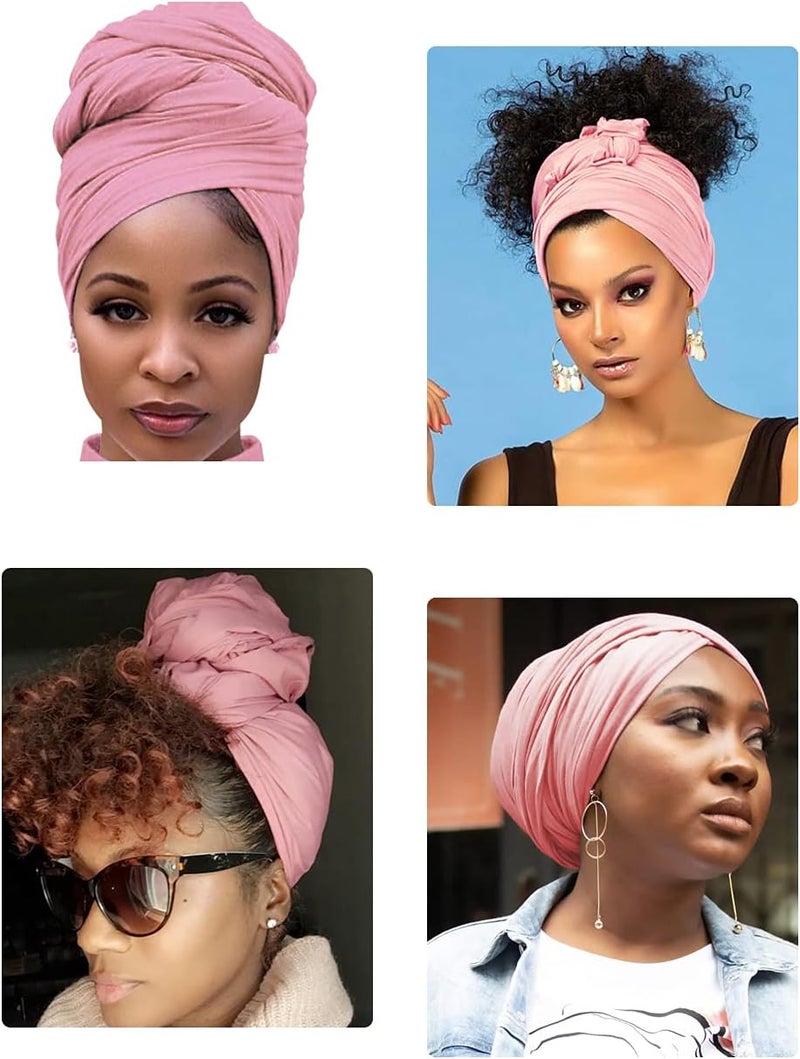Harewom Head Wraps for Black Women Stretch Head Scarf Long African Hair Wraps Turban Headwraps Jersey Headbands - Image 2