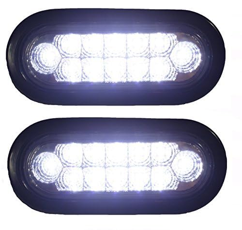 6 Oval LED Backup Reverse Fog White Light w Grommet Plug Truck Trailer Chrome Reflector STRONG LIGHT 2 Pc