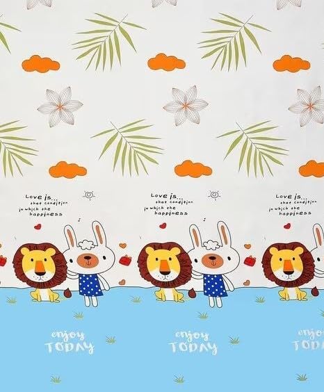 DECOMIZER Cotton Wrinkle Free Soft Hypoallergenic Bed Sheet | Cartoon Printed Single Bedsheet For Kids With One Pillow Cover (60X90 Inches/Yellow Tiger), 300 TC - Image 3