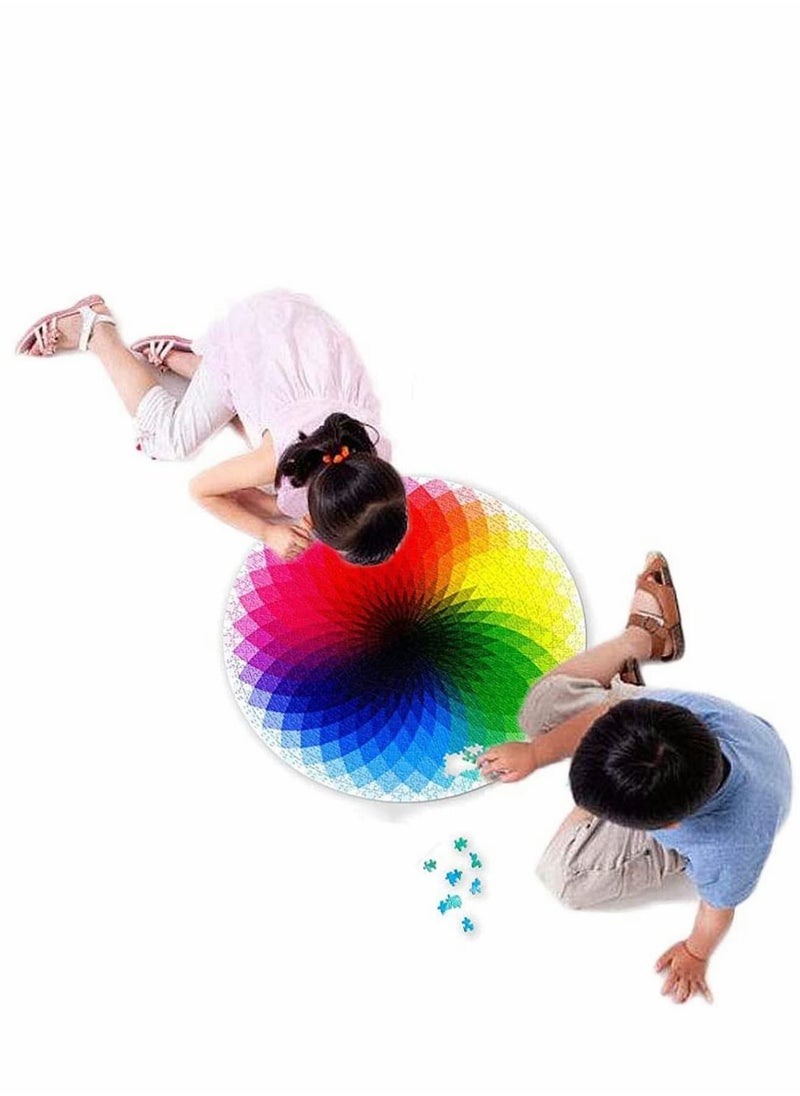 KASTWAVE - 1000 Piece Puzzles Gradient Color Rainbow with Cool Rainbow Effect Large Round Thicker Paper Palette Intellectual Game for Adults - Image 1