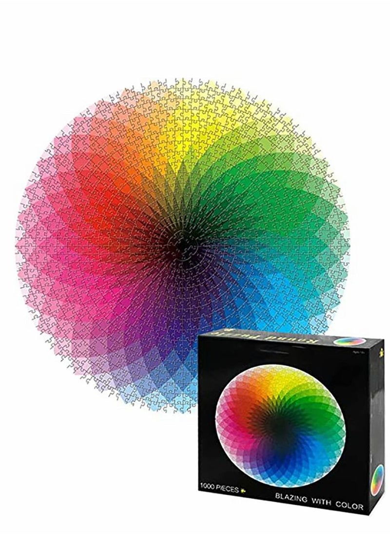 KASTWAVE - 1000 Piece Puzzles Gradient Color Rainbow with Cool Rainbow Effect Large Round Thicker Paper Palette Intellectual Game for Adults - Image 1