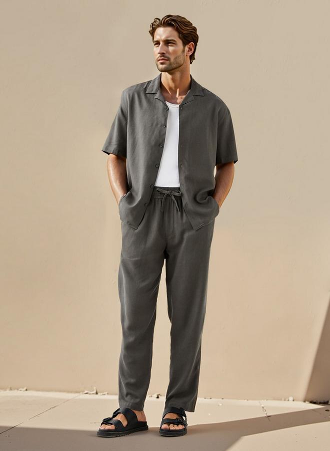 سبلاش فيڤ قميص منتجع بياقة قميص من مزيج الكتان بقصة عادية - Image 2