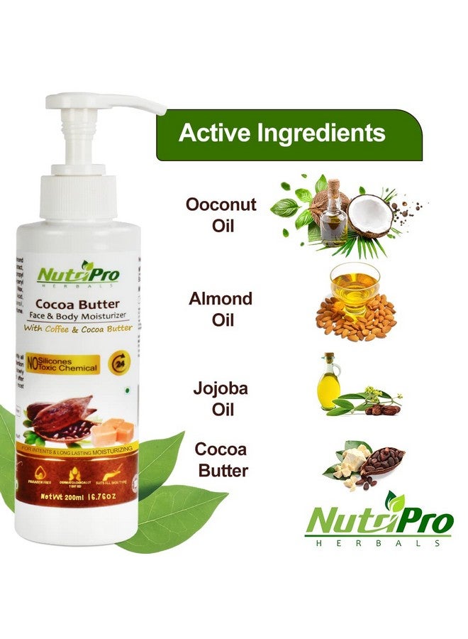 NutriPro Cocoa Butter Face & Body Moisturizer | With Cocoa Butter & Coffee | Non-Sticky Body Lotion for Women & Men| For Intense & Long Lasting |No Silicones Paraben Free (400ml) (Pack of 2) - Image 3