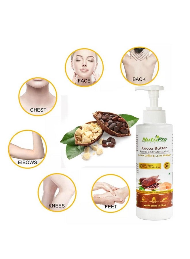 NutriPro Cocoa Butter Face & Body Moisturizer | With Cocoa Butter & Coffee | Non-Sticky Body Lotion for Women & Men| For Intense & Long Lasting |No Silicones Paraben Free (400ml) (Pack of 2) - Image 4