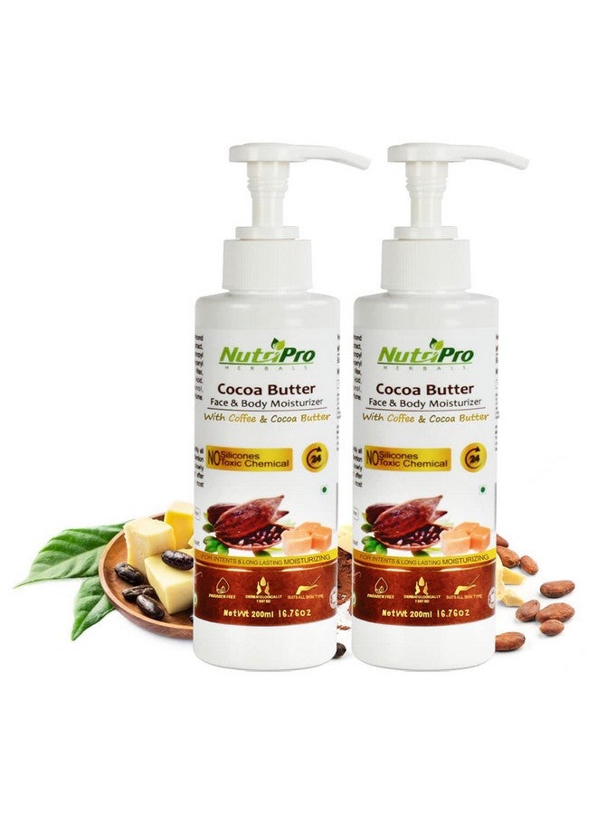 NutriPro Cocoa Butter Face & Body Moisturizer | With Cocoa Butter & Coffee | Non-Sticky Body Lotion for Women & Men| For Intense & Long Lasting |No Silicones Paraben Free (400ml) (Pack of 2) - Image 1