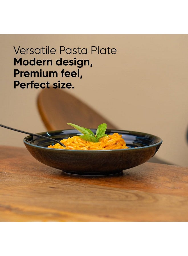 Shay Ceramic Pasta Bowl Set, 21cm, 2 Pieces, Blue Green | Glossy Finish | Porcelain Ceramic Serving Bowls | Pasta Plate | Deep Plate | Pasta Serving Plate (Reactive Pasta Plate - Blue Green) - Image 3