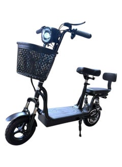 Electric Scooter | Electric Scooter with Extra Seat and Storage Basket | Electric Scooter for Adults | Electric Scooter with Two Seats | Foldable Electric Scooter | 48V Voltage | 500W Motor | Front and Rear Lights | Shock Absorption Suspension | Storage Bask | Extra Seat for Passenger | 10-Inch Tires