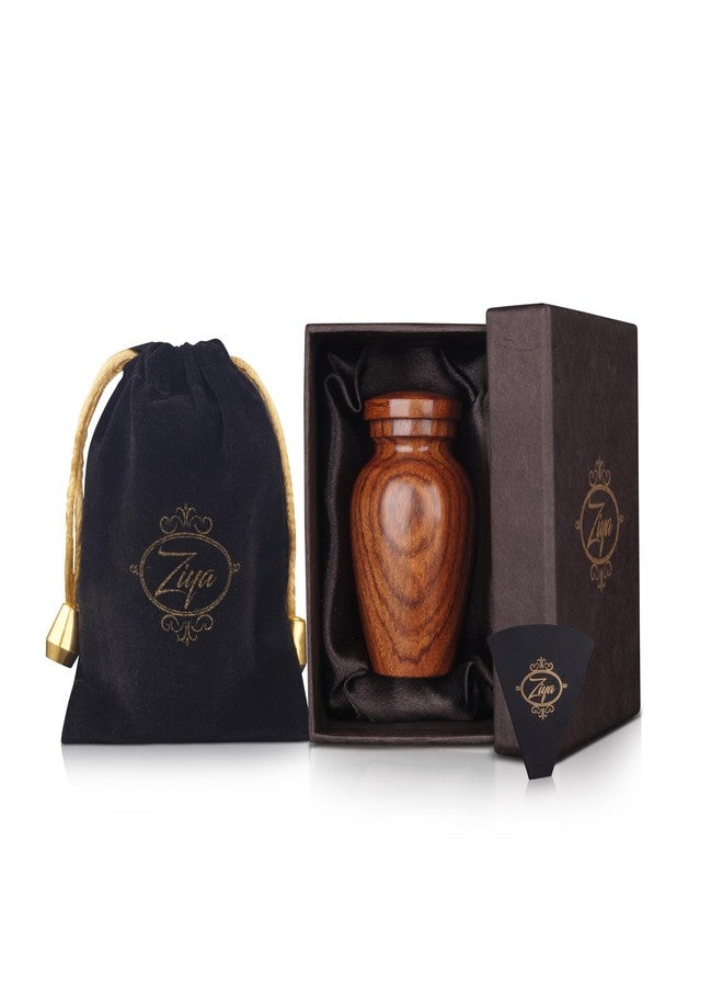 ZIYA Wooden Cremation Small Urns for Human Ashes Keepsake Adult Male Female - Mini Urn for Ashes for Women Men Child Decorative Memorial Funeral Urns for Ashes Pet Cat Dog with Gift Box, Bag & Funnel - Image 1