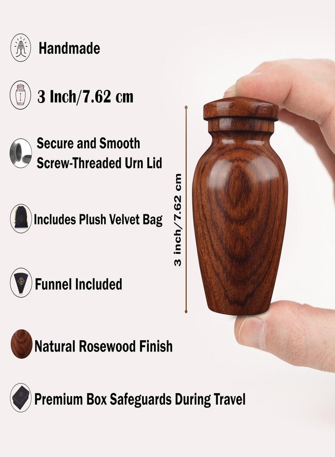 ZIYA Wooden Cremation Small Urns for Human Ashes Keepsake Adult Male Female - Mini Urn for Ashes for Women Men Child Decorative Memorial Funeral Urns for Ashes Pet Cat Dog with Gift Box, Bag & Funnel - Image 2