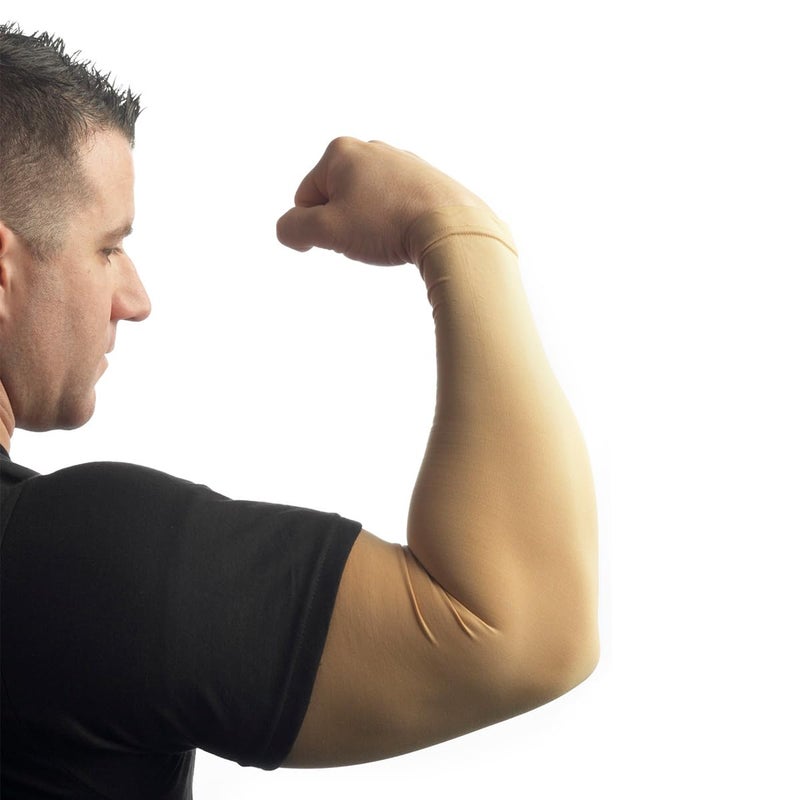 Tatjacket Tattoo Cover Up Concealer Sleeve 2PACK Full Arm coverage UPF 50 Protection Slip Free for Men Women Unisex LARGE TAN