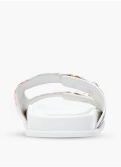 Flora Bella By Shoexpress Printed Pearl Embellished Slip-On Flat Sandals  - Image 4