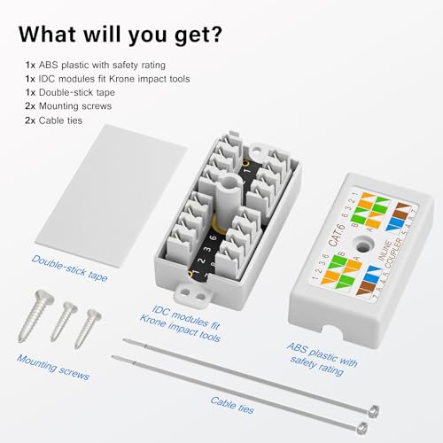 iwillink 10Gbps Ethernet Junction Box, RJ45 Cat6 Junction Box Connector, Punch Down Type, White - Image 5