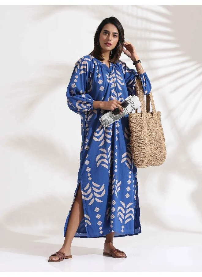 ترو برونز trueBrowns Blue Cotton Print Dress