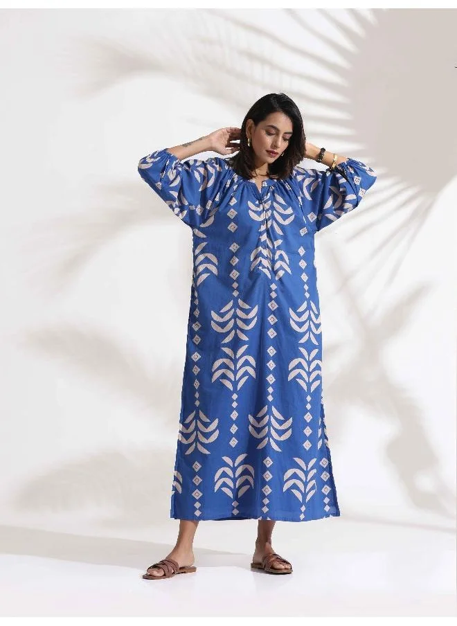 ترو برونز trueBrowns Blue Cotton Print Dress