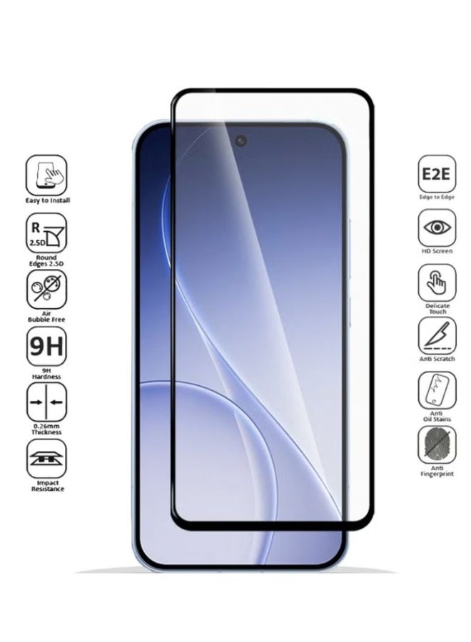 واقي شاشة زجاج حراري 10D لهاتف Oppo Reno 15F – تغطية كاملة، لاصق كامل، شفاف أو بحواف سوداء، مقاوم للخدش 9H، وضوح عالي - Image 3