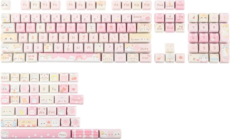 KiiBoom x Maorbeng Meow Meow Squad Keycaps Set, Dye-Sublimation PBT, Mao Profile, 142 Keys Custom Keycaps for ANSI Layout, MX Switches Mechanical Gaming Keyboard - Image 1