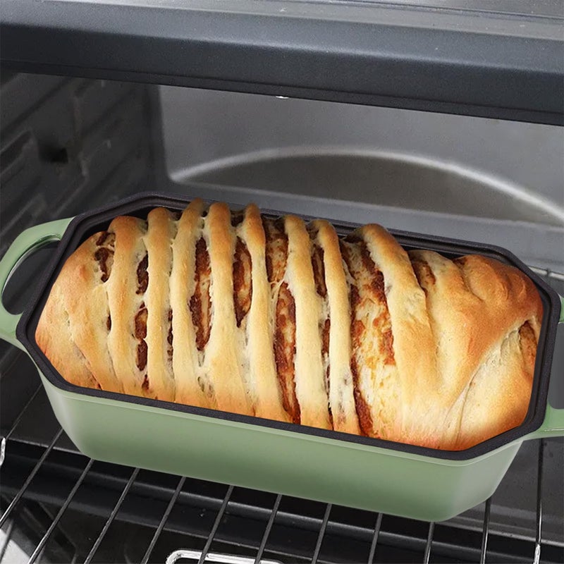 Flavehc Bread Pan Cast Iron Loaf Pan with Lid 9x5 Inch Bread Loaf Pan for Baking Bread Enameled Cast Iron Sourdough Bread Pan - Image 4