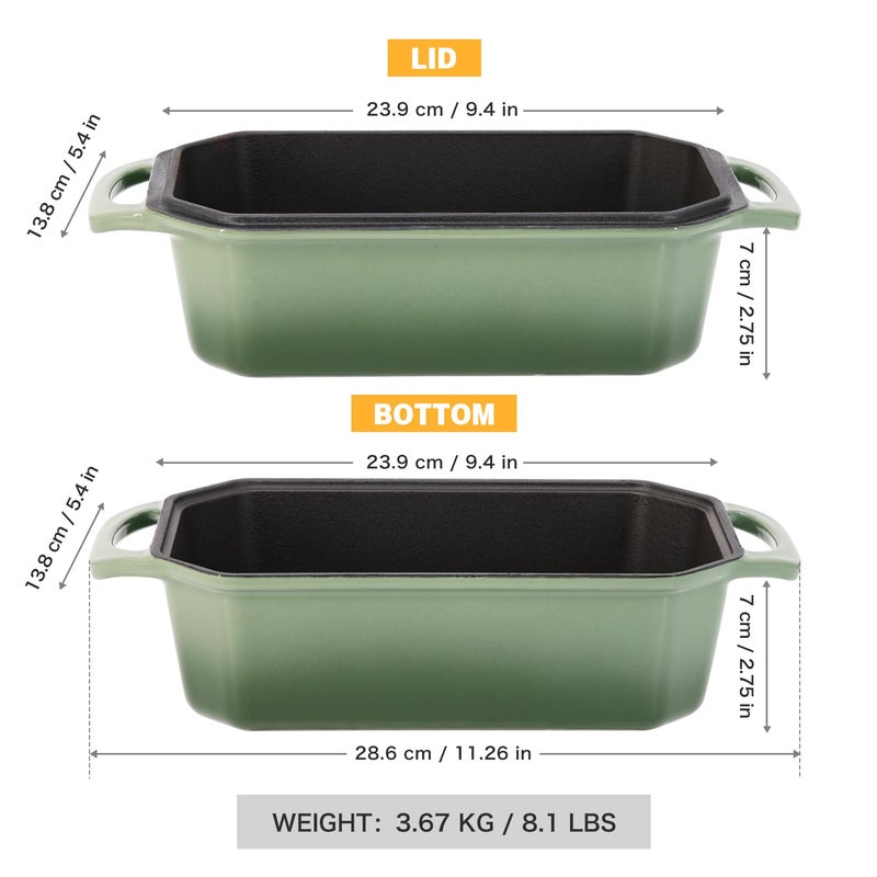 Flavehc Bread Pan Cast Iron Loaf Pan with Lid 9x5 Inch Bread Loaf Pan for Baking Bread Enameled Cast Iron Sourdough Bread Pan - Image 3