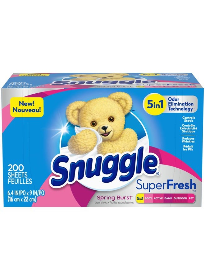 Snuggle Plus SuperFresh Dryer Sheets with Static Control and Odor Eliminating Technology, Spring Burst, 200 Count  - Image 1