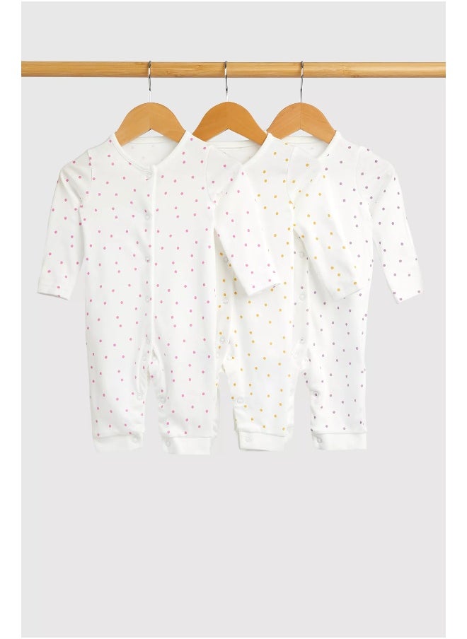 mothercare - Spotted Footless Sleepsuits - 3 Pack - Image 1