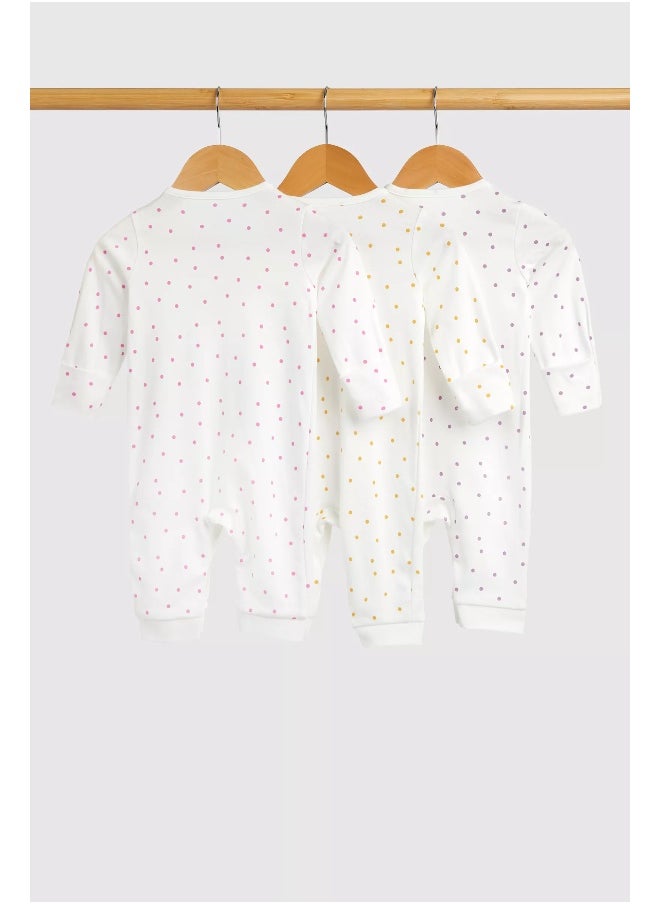 mothercare - Spotted Footless Sleepsuits - 3 Pack - Image 1