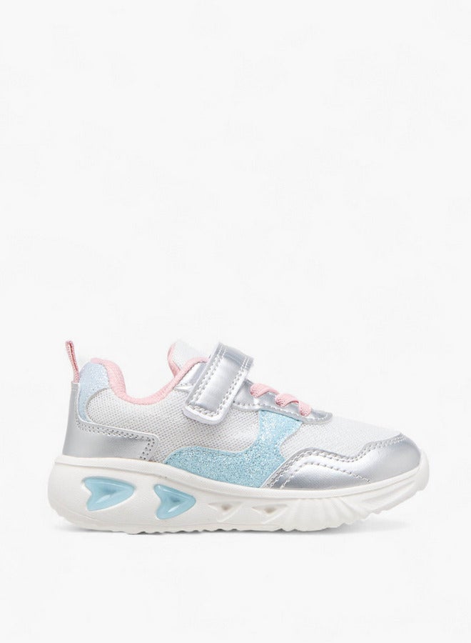 Flora Bella By Shoexpress Girls Colourblock Light-Up Sneakers with Hook and Loop Closure  - Image 3
