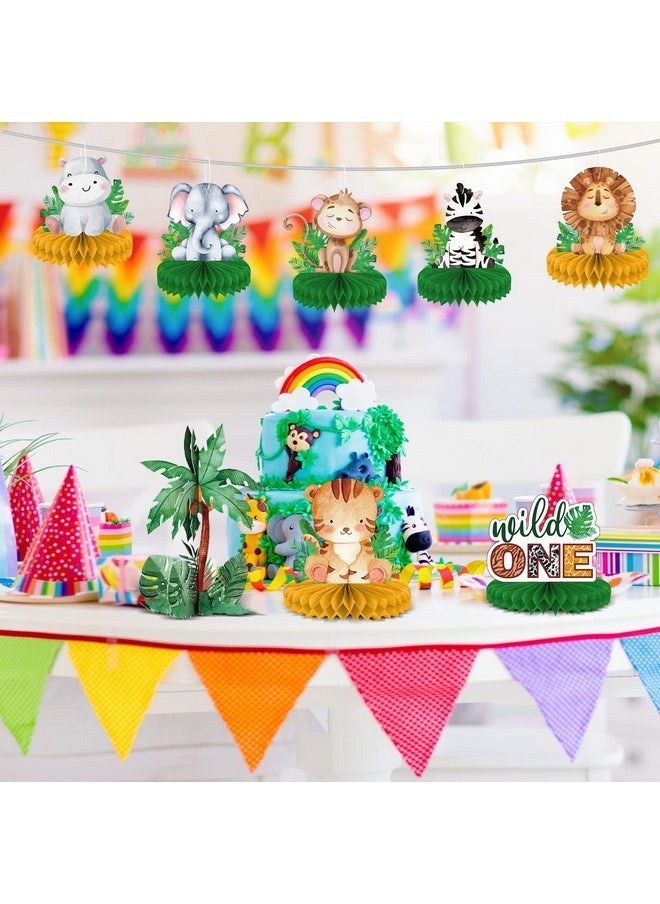 Tevxj - 12Pcs Wild One Birthday Party Honeycomb Centerpieces Jungle Theme First Birthday Table Topper Jungle Safari Theme Centerpieces For Boy Girls Birthday Party Baby Shower Photo Booth Props Decorations - Image 1