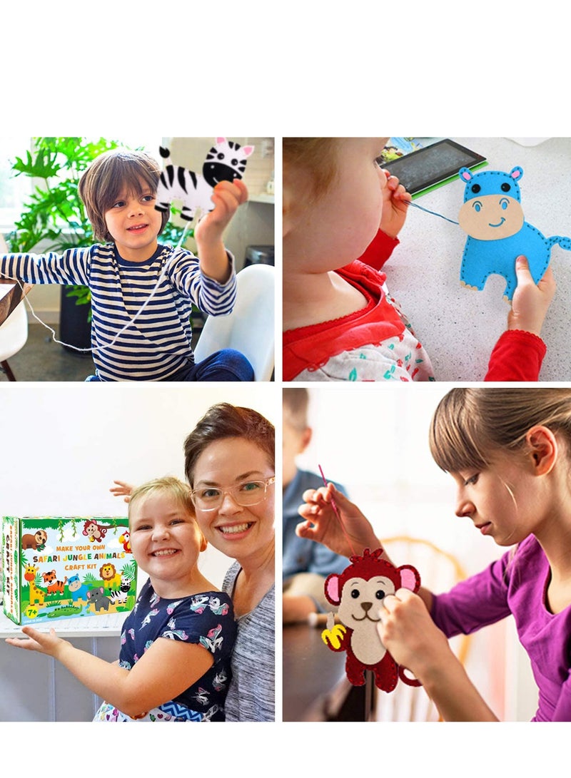 SOLARAE Jungle Animals Sewing Kit Zoo Felt Animal DIY Crafts for Girls and Boys Educational Nursery Sewing for Kids Art Craft Kits Animal Felt Plush Ornaments for Beginners Set of 10 - Image 2