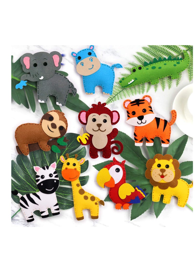 SOLARAE Jungle Animals Sewing Kit Zoo Felt Animal DIY Crafts for Girls and Boys Educational Nursery Sewing for Kids Art Craft Kits Animal Felt Plush Ornaments for Beginners Set of 10 - Image 5