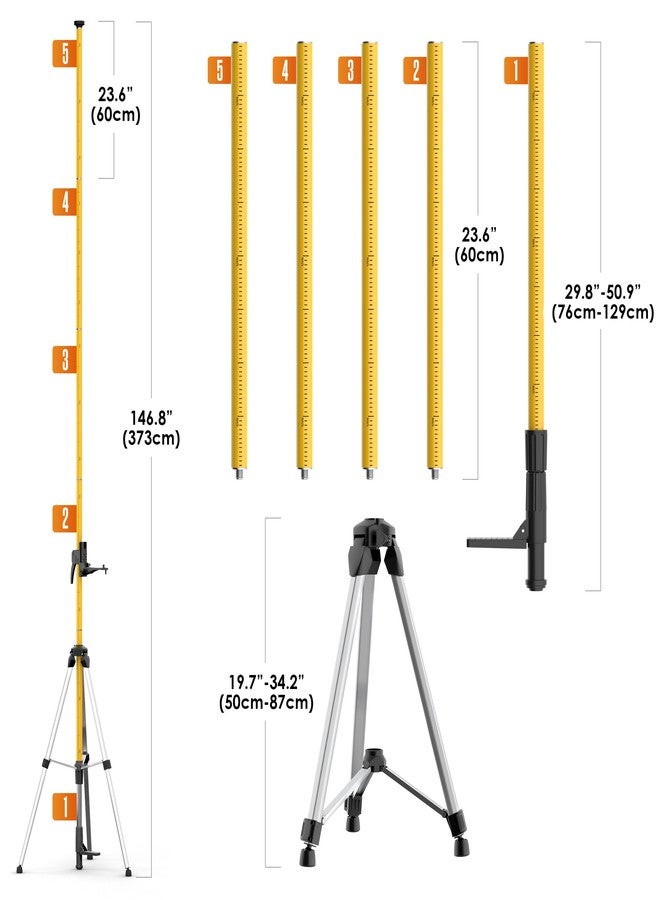 Houseables Laser Level Stand, Laser Level Pole, Lazer Tripod Stand, Lazer Pole, Tripie Mount, Rotary Line, Accessories, Adjustable, Tall, Telescoping, Construction, 1/4" & 5/8" Thread, 12 ft, 3.7 M - Image 2