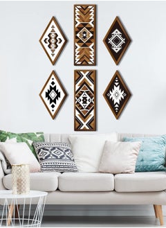 6 Pcs Farmhouse Southwest Home Wall Decor Frame Wall Hanging Boho Modern Abstract Art Prints Wooden Decorations for Bedroom Bathroom Apartment Mexican Farmhouse Wall Decor(Rhombus, Rectangle) - pzsku/ZB470C2A9E16AD50AE1F7Z/45/_/1732357277/439cc51f-72ca-4823-975b-76400986803f