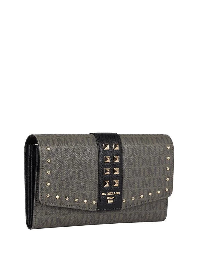 دا ميلانو محفظة نسائية جلد طبيعي رمادية