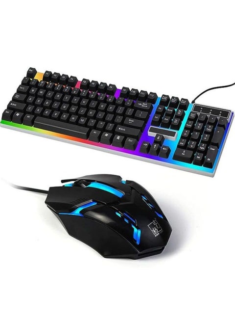 Led Gaming Keyboard With Mouse Set Black