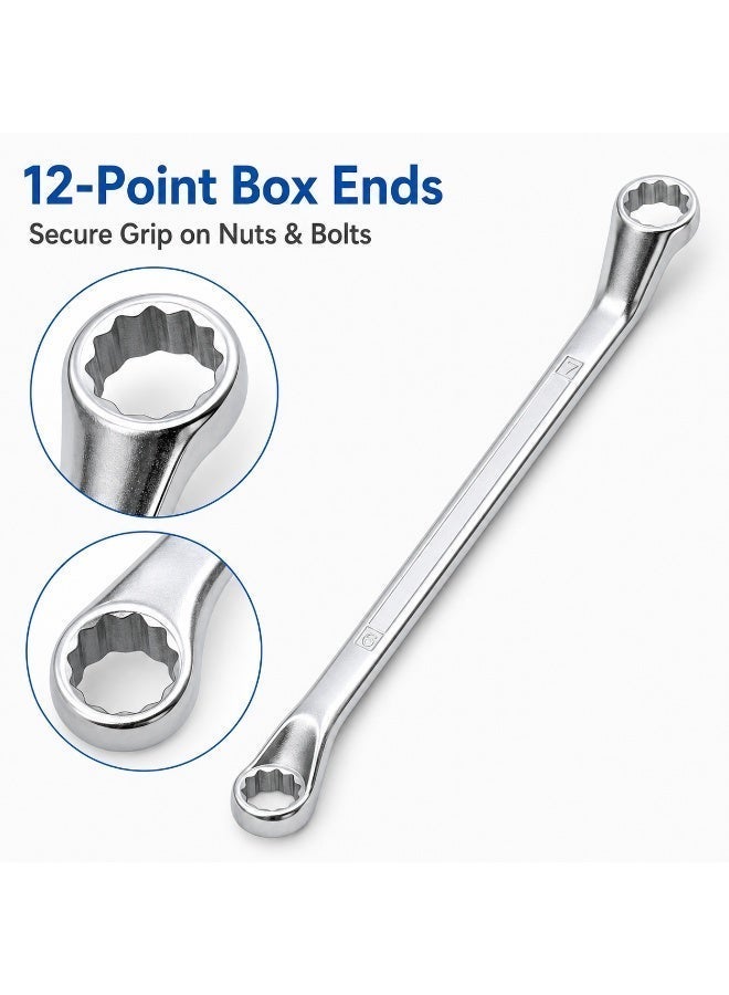 6mm x 7mm Deep Offset Double Box End Wrench, Metric 12-Point Ring Spanner, Heavy Duty Chrome Vanadium Steel Hand Tool for Automotive & Mechanical Repair in Tight Spaces - Image 3