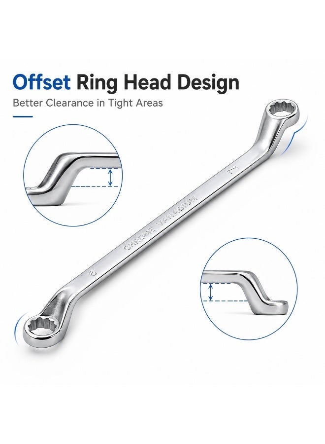 6mm x 7mm Deep Offset Double Box End Wrench, Metric 12-Point Ring Spanner, Heavy Duty Chrome Vanadium Steel Hand Tool for Automotive & Mechanical Repair in Tight Spaces - Image 4