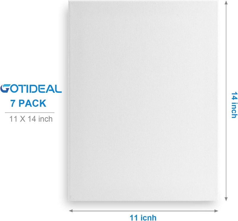 GOTIDEAL Canvases for Painting, 11x14 inch of 7, Professional Primed White Blank Flat Canvas Panels- 100% Cotton Artist Canvas Boards for Acrylics Painting, Oil Watercolor Tempera - Image 3