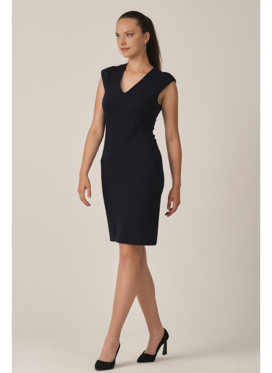 Alexander Gardi V-Neck Pencil Dress  - Image 3