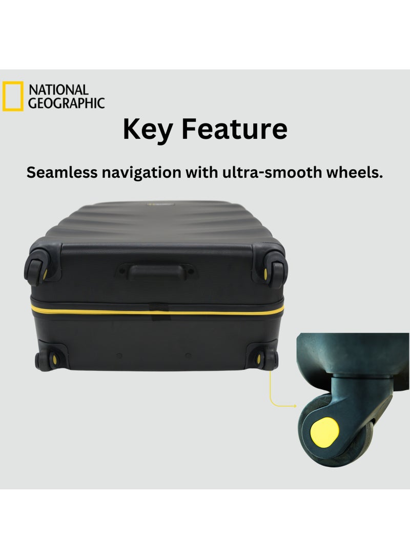 ناشيونال چيوغرافيك حقيبة سفر ناشيونال جيوغرافيك آريت  كبيرة صلبة سوداء، أمتعة سفر متينة وخفيفة الوزن، حقيبة بعجلات مع قفل تركيبي   بوصة - Image 3