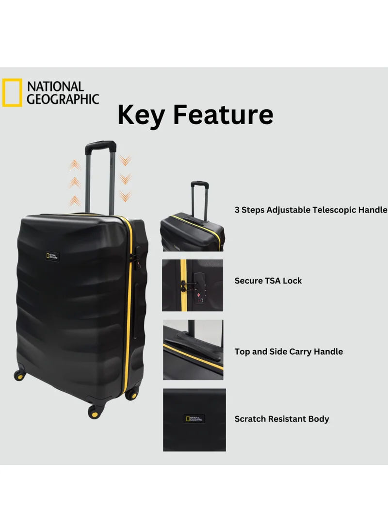 ناشيونال چيوغرافيك National Geographic Arete ABS Hard Case Large Check-In Travel Suitcase Black, Durable Lightweight Travel Luggage, 4 Wheel Trolley Bag with TSA Combination Lock (28 Inch).