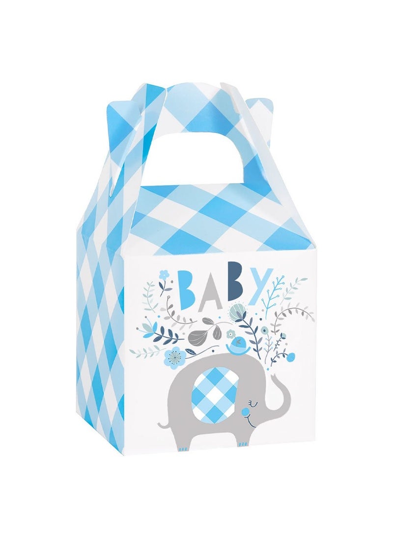 يونيك صناديق هدايا لحفلات استقبال المولود على شكل فيل، أزرق، 7.5×16 سم، عبوة من 8 قطع - Image 1