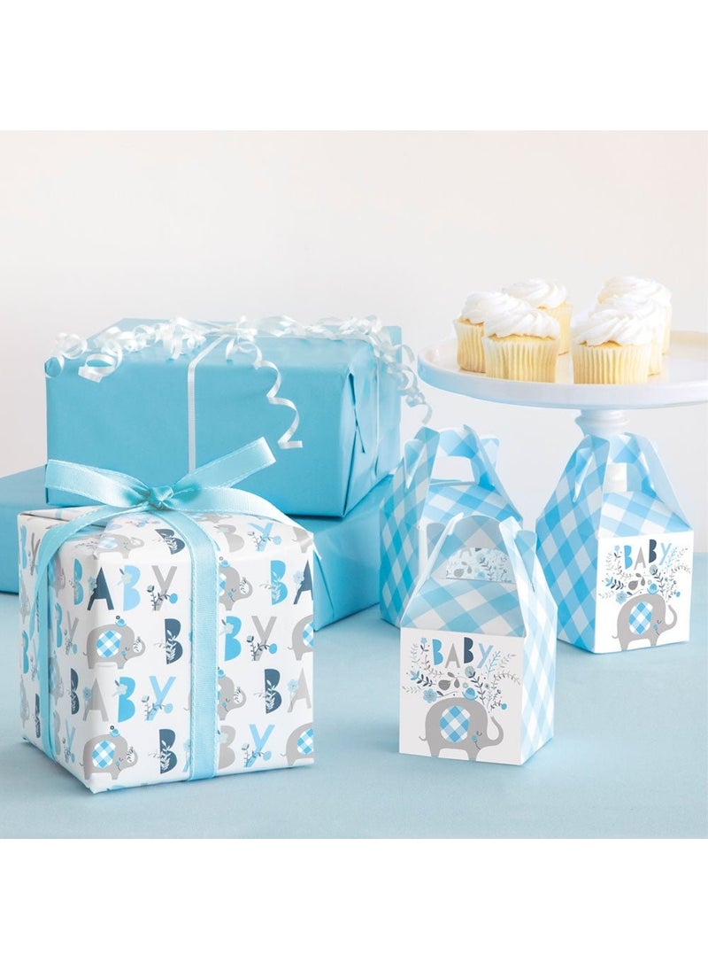 يونيك صناديق هدايا لحفلات استقبال المولود على شكل فيل، أزرق، 7.5×16 سم، عبوة من 8 قطع - Image 2