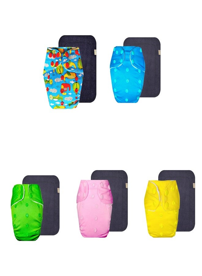 Dumbledo Premium Cloth Diaper with Gray Insert (Pack of 5) | Soft & Gentle | Breathable | Easy to Clean | Everyday Diapering Essential | 3 Months - 3 Years | Unisex Baby - Image 1