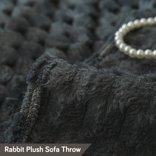 HOKIPO faux fur Luxury Rabbit Plush Sofa Throw, Sofa Cover for 3 Seater Sofa, 180(D) x 310(L) cm, Charcoal Grey (AR-5084-DGRY) - Image 4