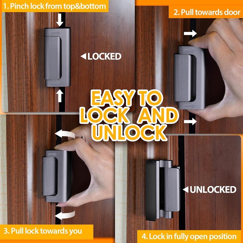 Ever Plus Home Security Door Reinforcement Lock: Metal Door Locks for Front Door Locks for Kids Safety Withstand 800 lbs Child Proof Door Latch for Top Inside Deadbolt Lock Home Defender Guard Flip Extra Lock - Image 4