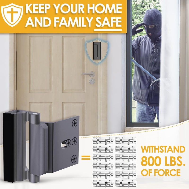 Ever Plus Home Security Door Reinforcement Lock: Metal Door Locks for Front Door Locks for Kids Safety Withstand 800 lbs Child Proof Door Latch for Top Inside Deadbolt Lock Home Defender Guard Flip Extra Lock - Image 2