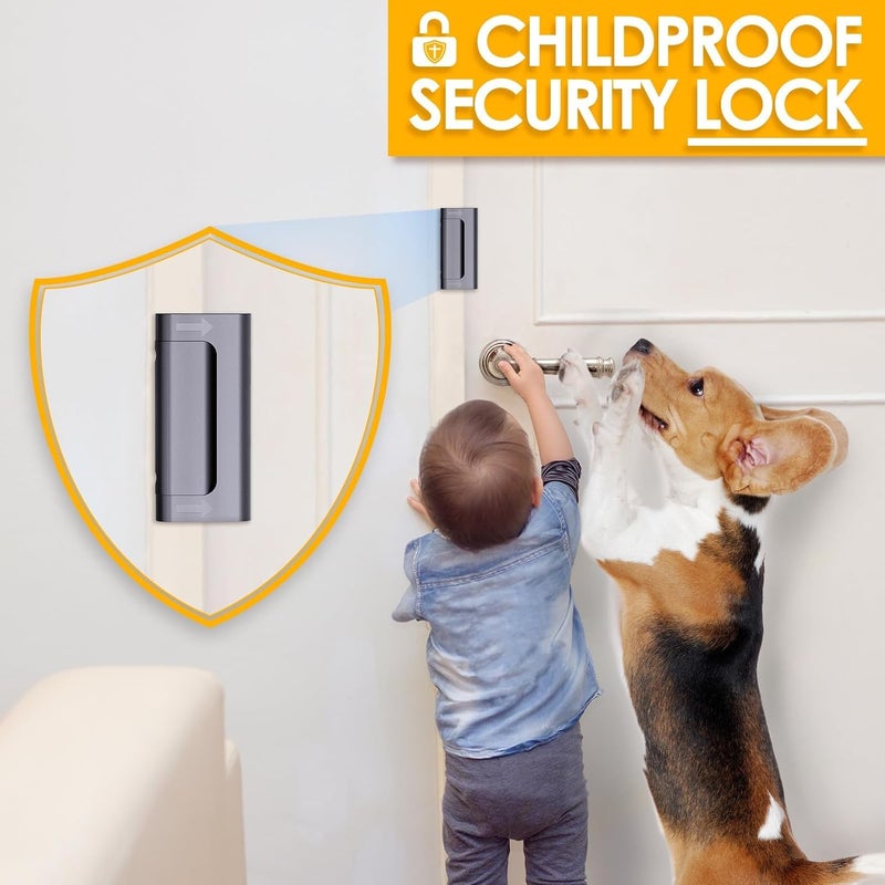 Ever Plus Home Security Door Reinforcement Lock: Metal Door Locks for Front Door Locks for Kids Safety Withstand 800 lbs Child Proof Door Latch for Top Inside Deadbolt Lock Home Defender Guard Flip Extra Lock - Image 5
