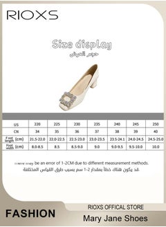 RIOXS Low Heel Court Shoes with Squared-off Toe, Shiny Rhinestone Chunky Heel Shoes, Classic Versatile Closed-toe Chunky Heel Shoes with Non-slip Rubber Outsole and Soft Insole, Perfect for Elevating Your Status at Work, Parties, Interviews, Weddings and More  - Image 5