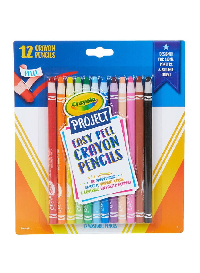 12ct Easy Peel Crayon Pencils