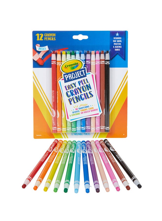 12ct Easy Peel Crayon Pencils